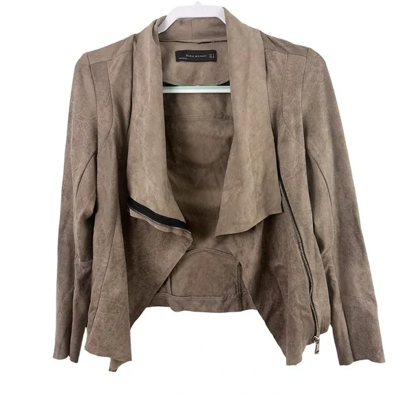 Zara Faux Suede Leather Moto Jacket - Picture 3 of 12